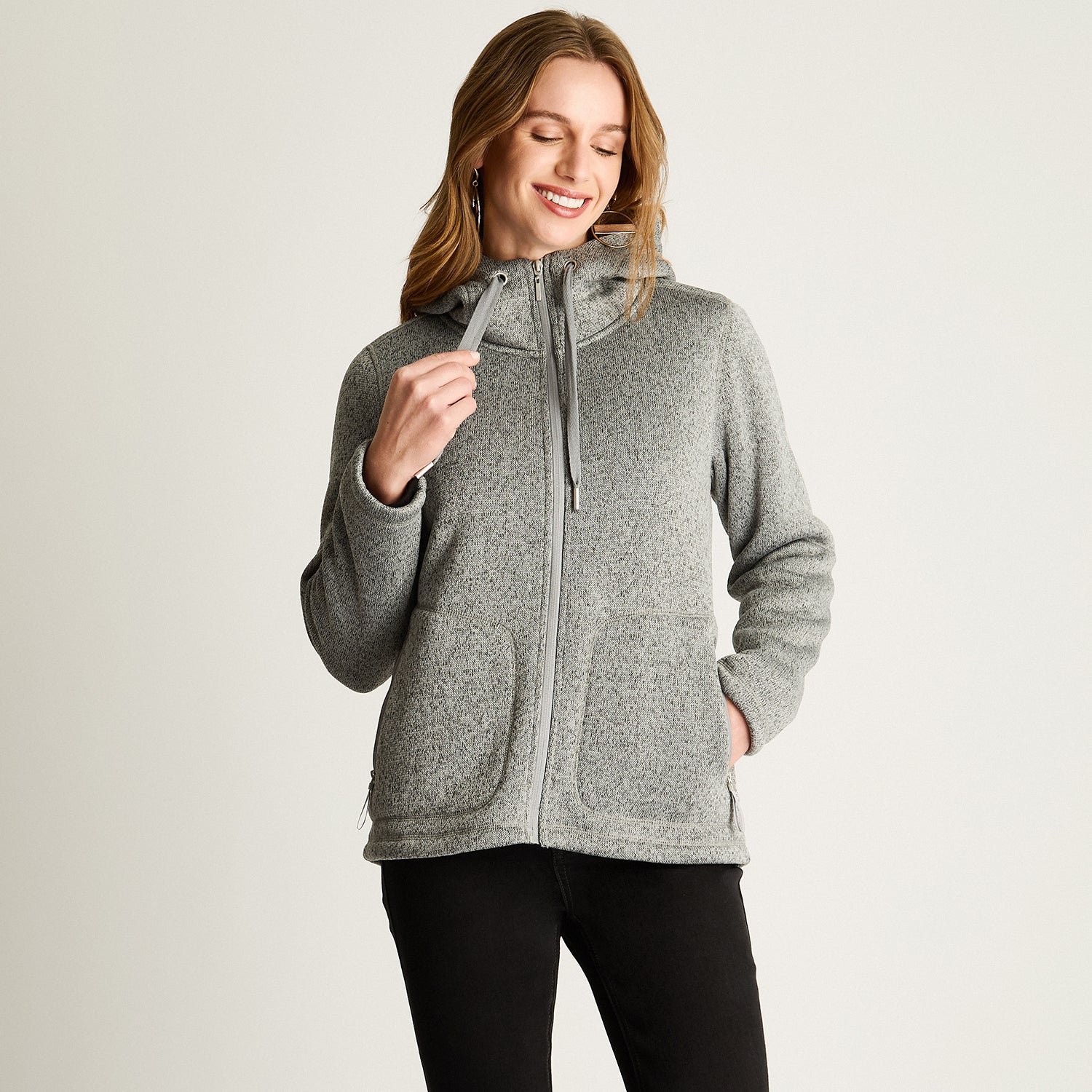 Polerón Jersey Melange Bondeado Coral Fleece Gris